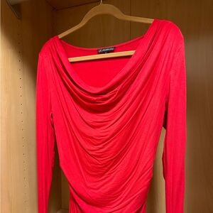 Red ruched long sleeve top